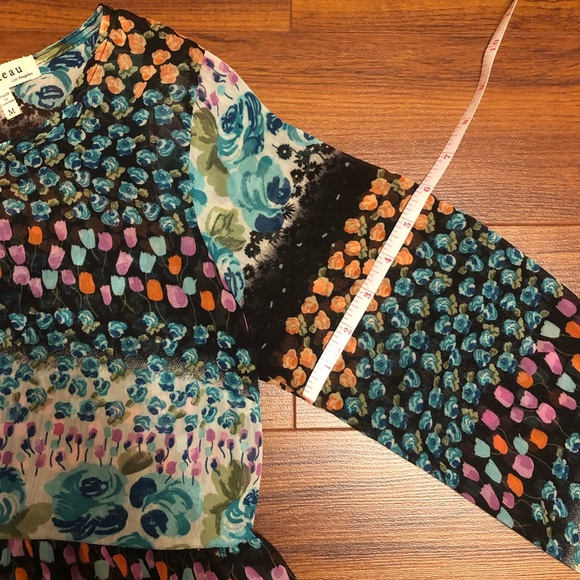 Monteau Semi Sheer Floral Dress - M - Picture 6 of 7